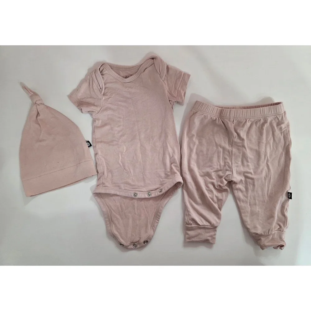 Kyte Baby Blush Pink Bundle Footie Onesie Pants Hat 0-3M